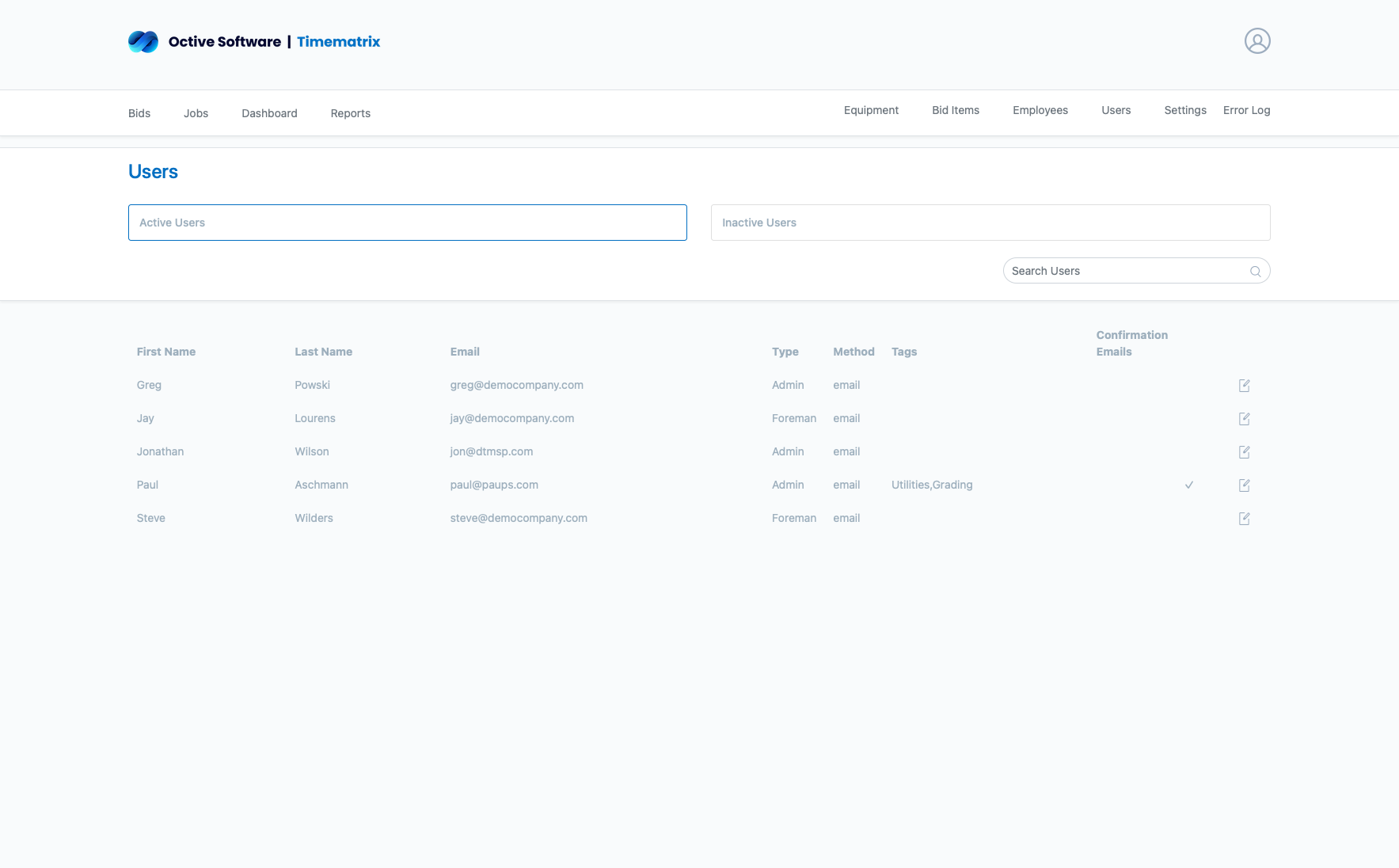 User Management Interface